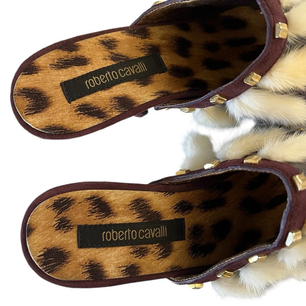 Roberto Cavalli Y2k Deadstock Python Feather Mule… - image 8